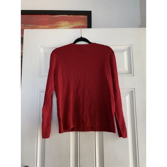 EAST 5TH WOMEN RED SWEATER long sleeved v necked SIZE Medium Beaded Sequin - Picture 5 of 5